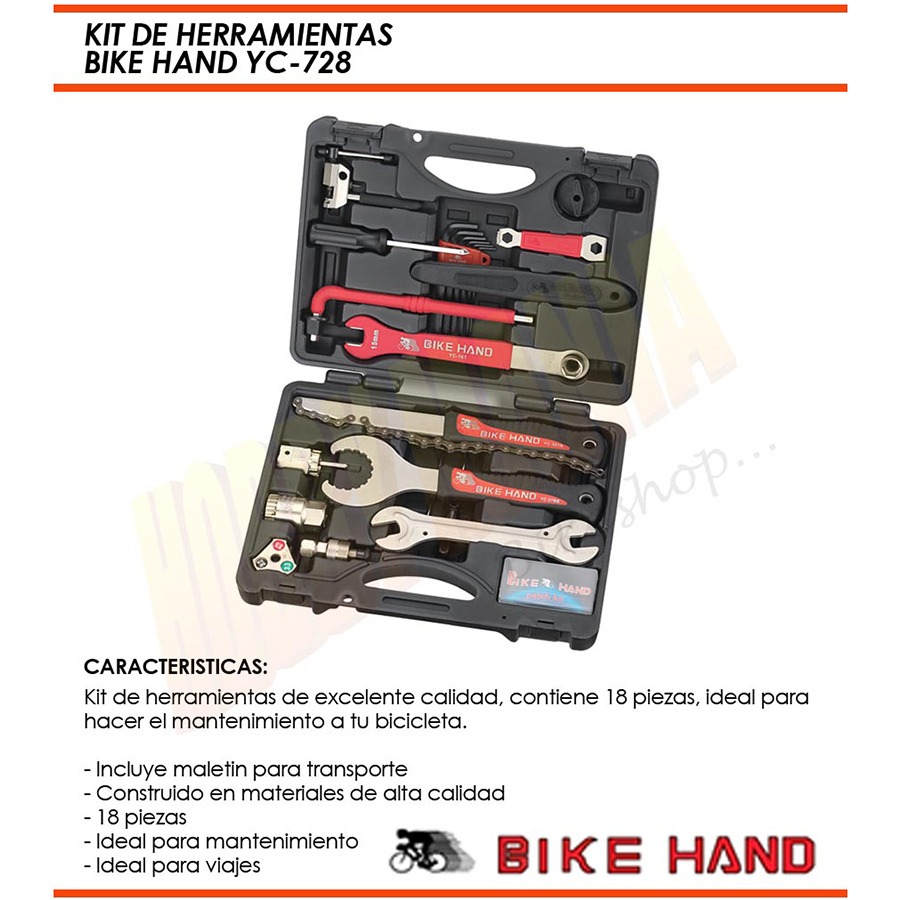 KIT de Herramienta BIKE HAND YC-728 KIT Maletin con Herramientas para  Bicicleta