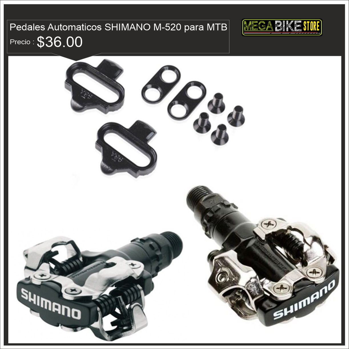 Pedales SHIMANO M520 para Bicicleta MTB incluye Trabas SH51