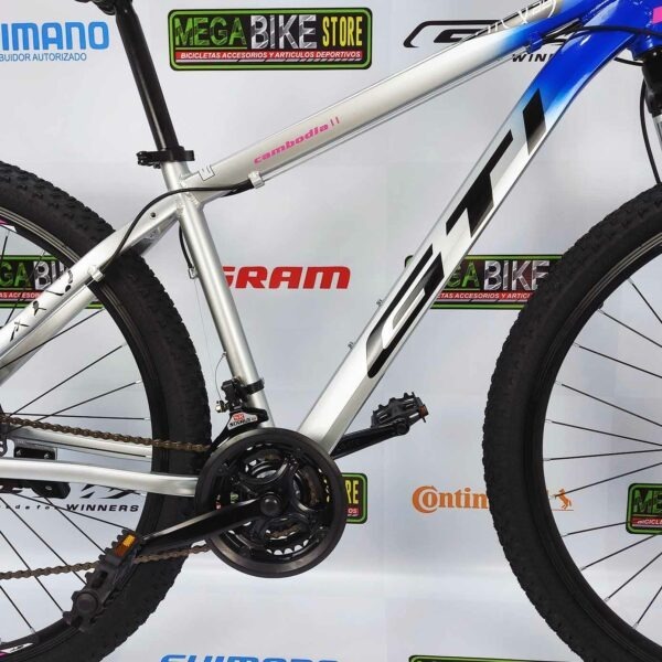 Bicicleta-guayaquil-mtb-montañera-talla-mega-bike-store-bike-shimano-gti-cambodia-aluminio-aro29-morada-gris