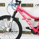 Bicicleta-guayaquil-mtb-montañera-talla-mega-bike-store-bike-shimano-gti-roxy-acero-rosada-blanco