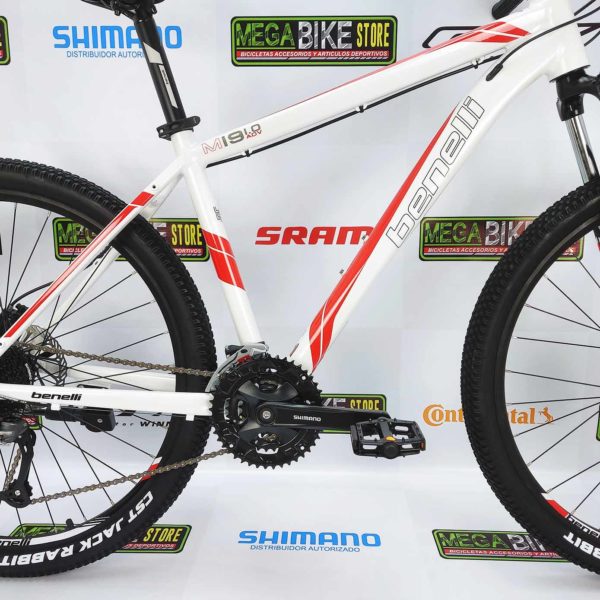 Bicicleta-guayaquil-mtb-montañera-talla-mega-bike-store-bike-shimano-benelli-m19-1.0-adv-aluminio-aro-27.5-rojo-blanco
