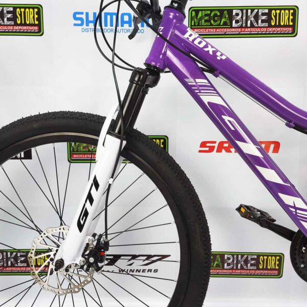 Bicicleta-guayaquil-mtb-montañera-talla-mega-bike-store-bike-shimano-gti-roxy-aro-26-acero-blanco-morado
