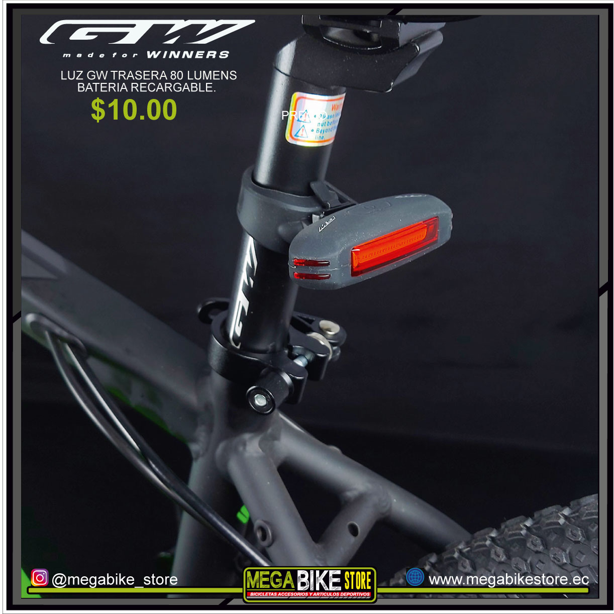 Luz LED Bicicleta Aduro 2 en 1 Frontal y Posterior