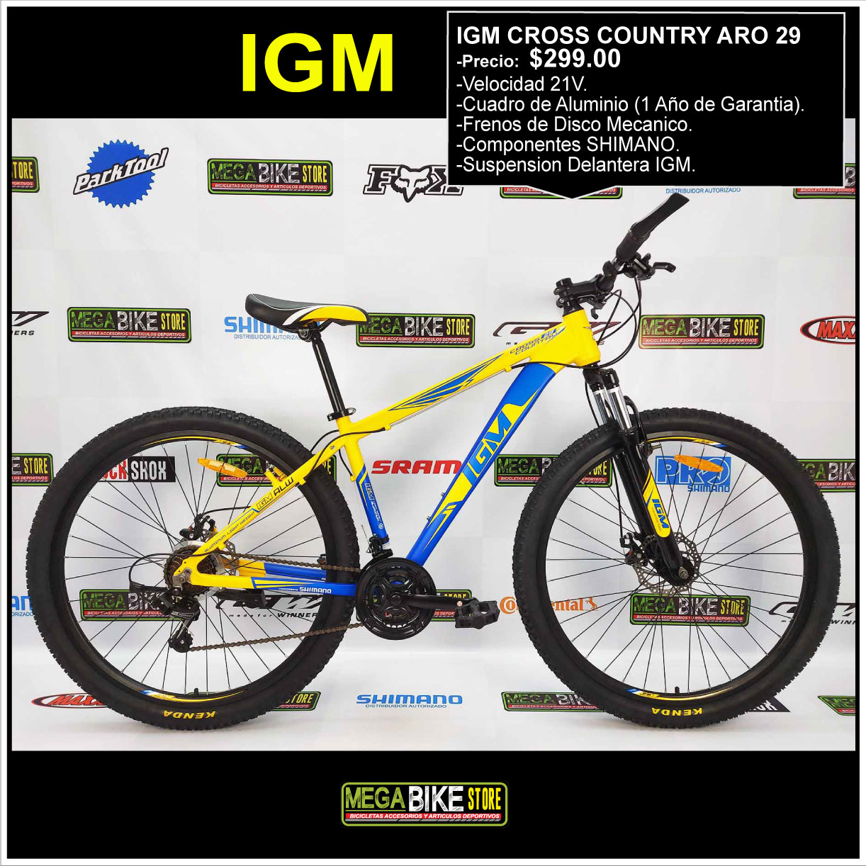 MegaBike Store Bicicleta con componentes shimano IGM CROSS