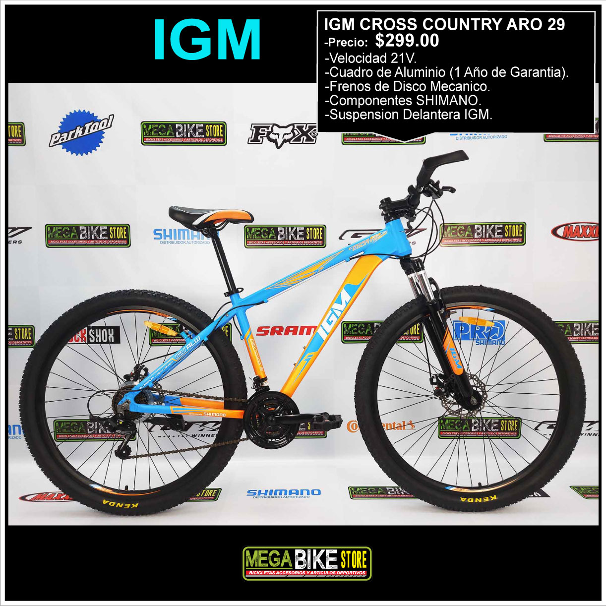 MegaBike Store Bicicleta con componentes shimano IGM CROSS