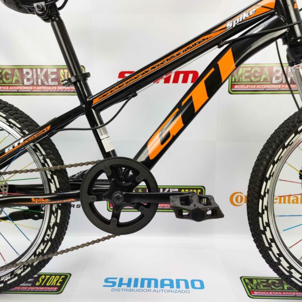 Bicicleta-guayaquil-mtb-montañera-talla-mega-bike-store-bike-shimano-gti-spike-aro-20-acero-negro-naranja.