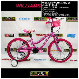Bicicleta-guayaquil-mtb-montañera-talla-mega-bike-store-bike-shimano-williams-woman-aro-20-acero-rosado