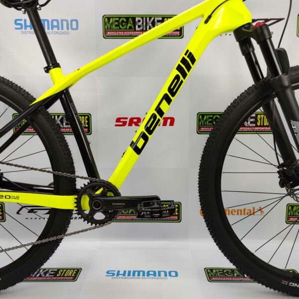 Bicicleta-guayaquil-mtb-montañera-talla-mega-bike-store-bike-shimano-benelli-ecuador-aro-29-carbono-amarillo