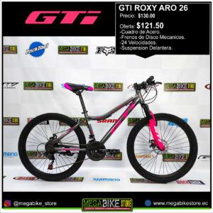 Bicicleta GTI ROXY Aro 26 Montañera - 7v- Suspension Delantera - Frenos de Disco (gris)