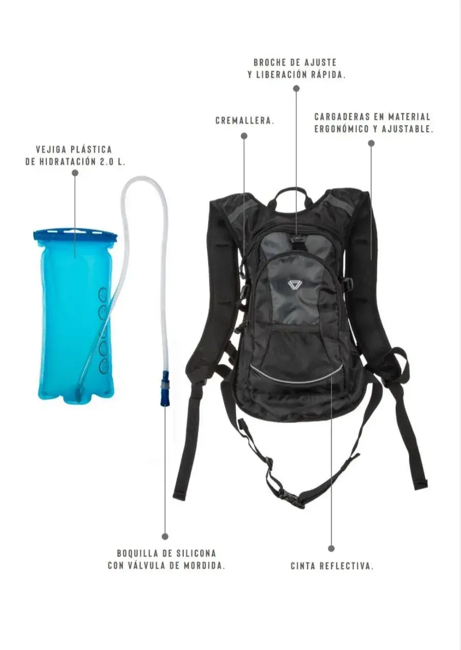  MAXMIKO Mochila de hidratación para agua, bolsa de vejiga de  agua, ciclismo, senderismo, camping, escalada, viajes, camelback + bolsa de  hidratación de 2 litros (azul) : Deportes y Actividades al Aire Libre