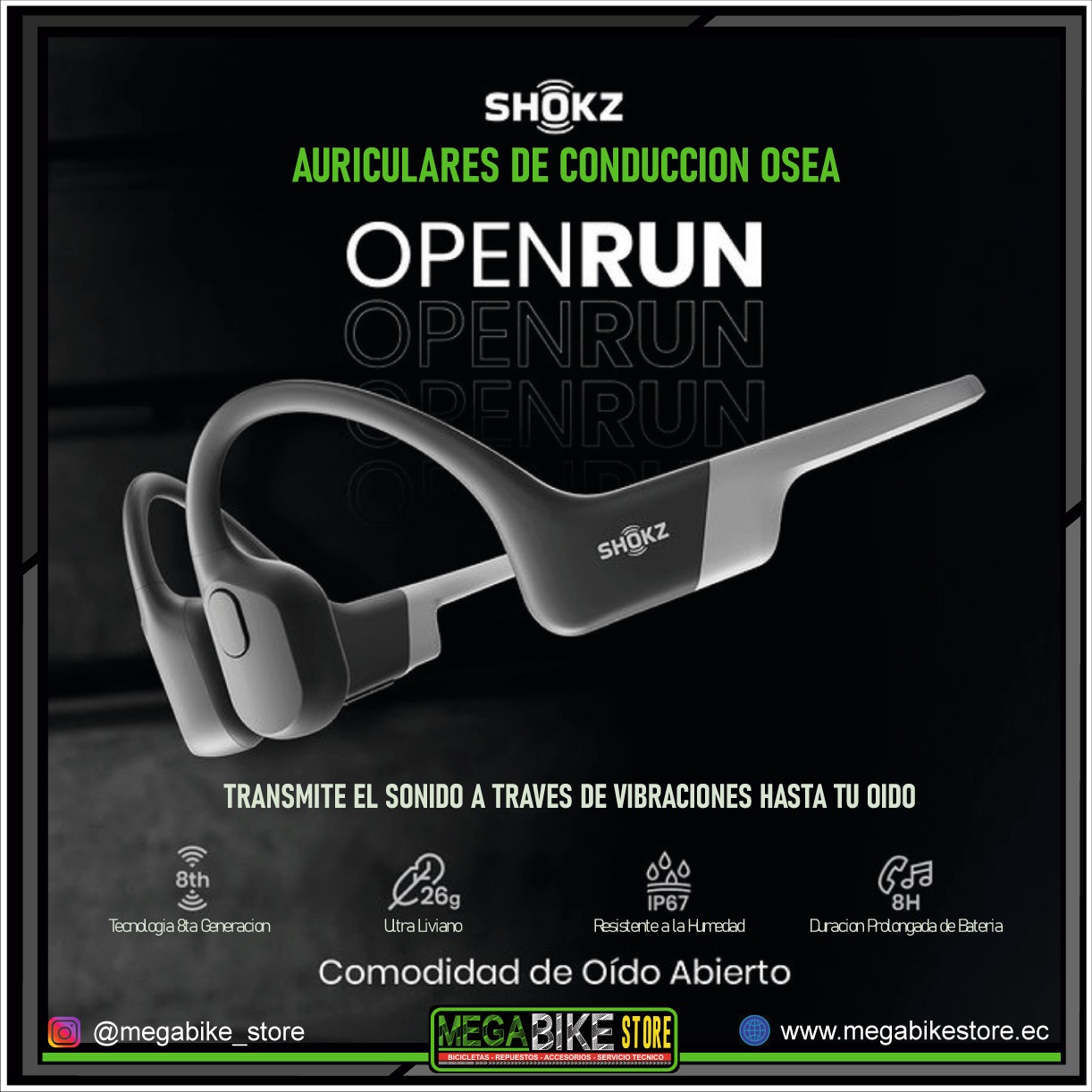 Audifonos Shokz Openrun Aeropex Conduccion Osea Bluetooth Black