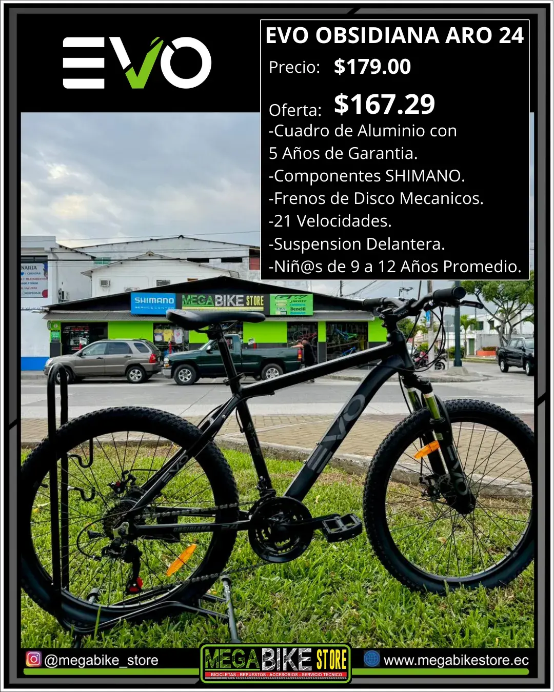 bicicleta evo obsidiana aluminio aro 24 shimano tourney ecuador 1